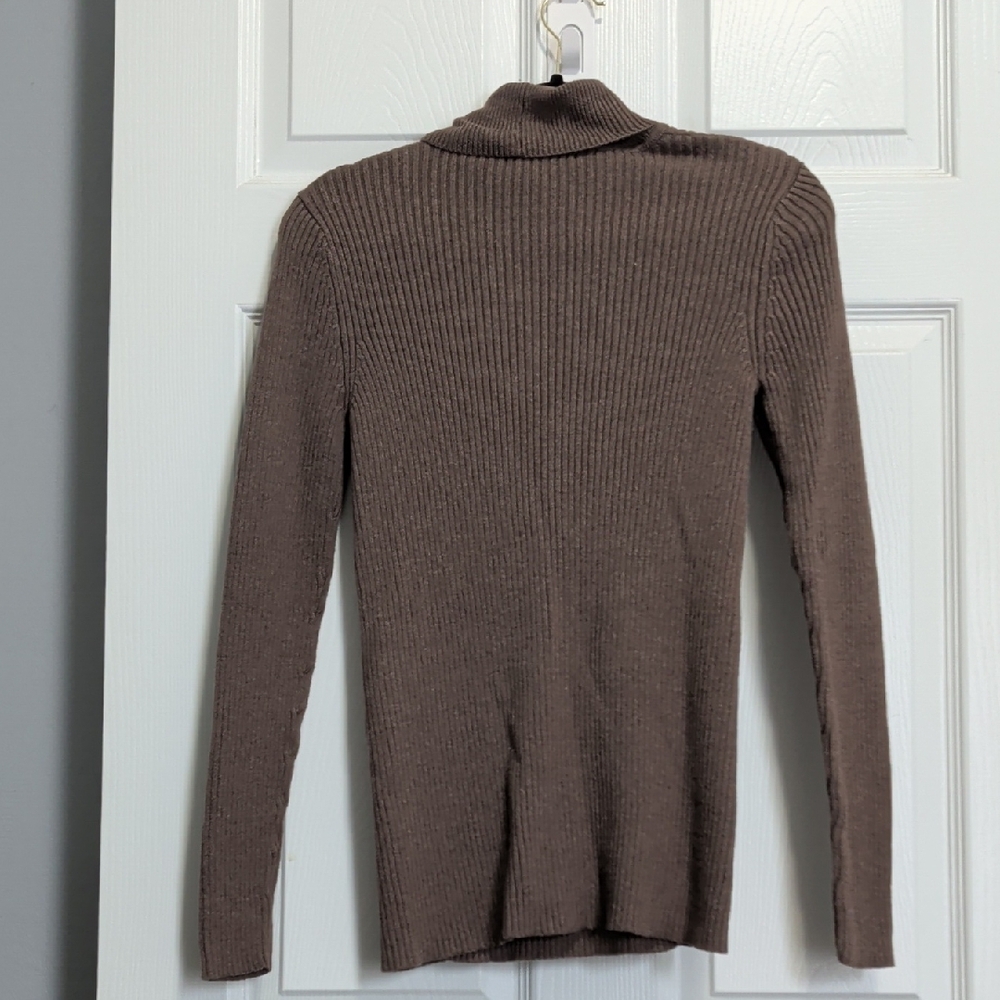 Relativity Taupe Ribbed Turtleneck Sweater - Picture 3 of 4